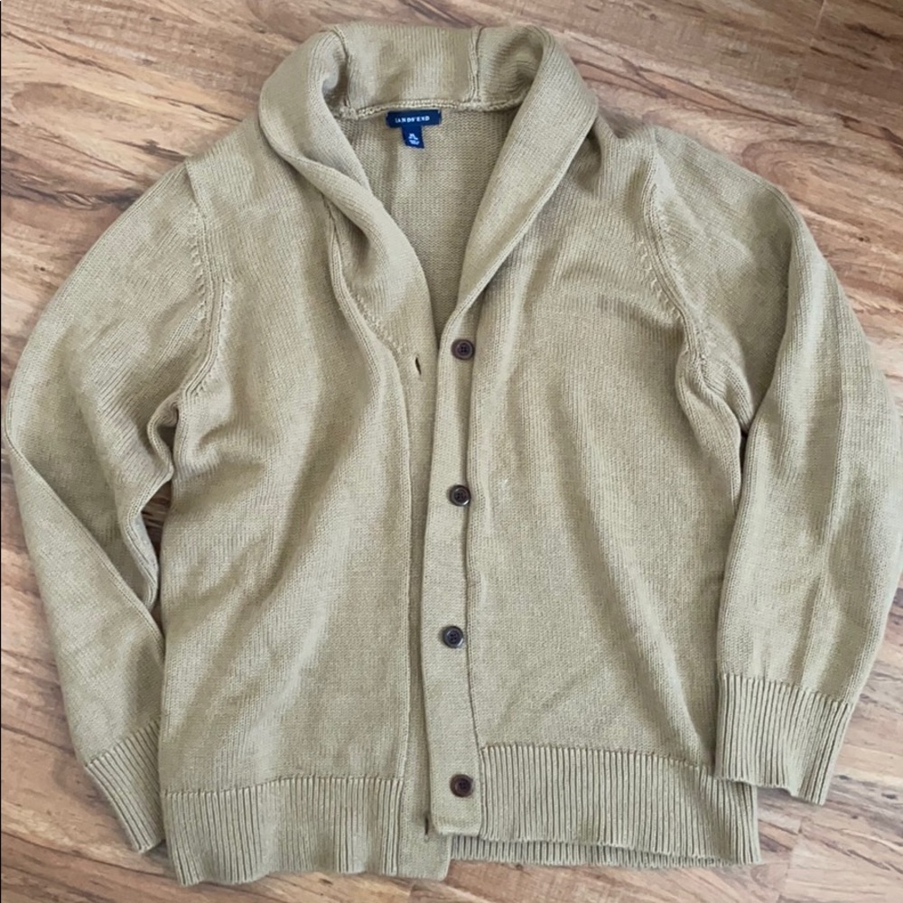 EUC Lands End Camel Shawl Collar Cardigan XL
